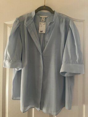 Light Blue Short Sleeve Women's Blouse